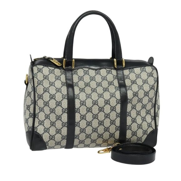 Gucci Handbags - GUCCI GG Supreme Hand Bag PVC 2way Navy Gold Auth 125980
